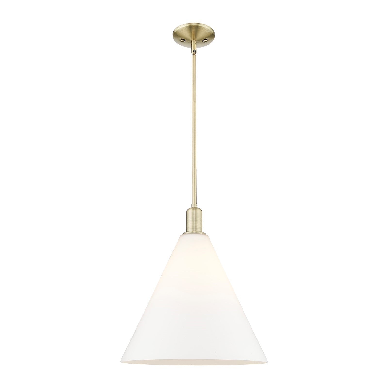 Innovations Berkshire Glass 16in 1-Light Mini Pendant | Industrial Antique Brass Steel and Matte White Glass | Kitchen Island & | Model 716-1S-AB-GBC-161