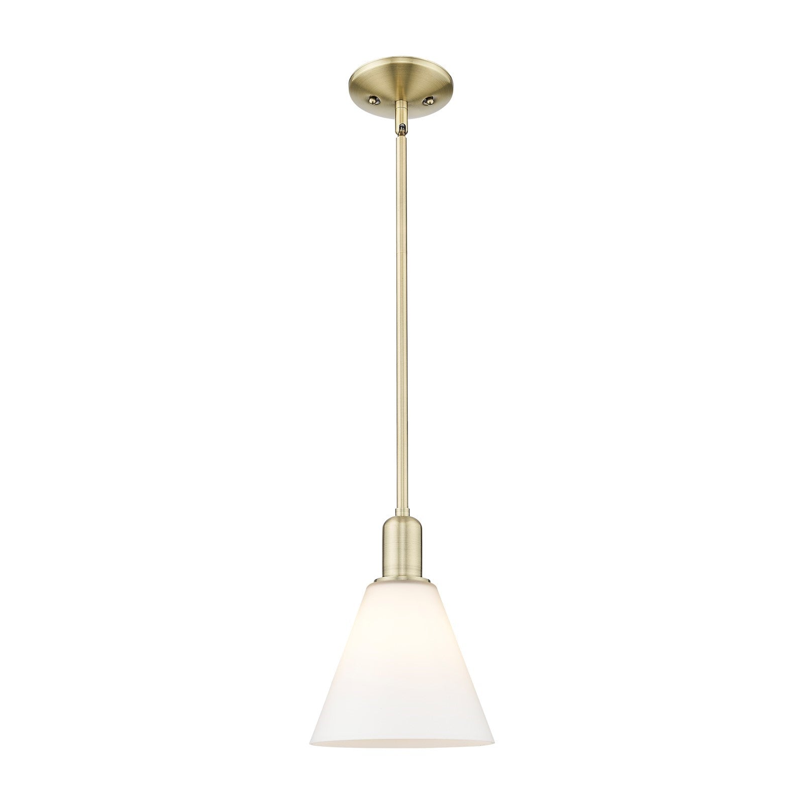 Innovations Berkshire Glass 8in 1-Light Mini Pendant | Industrial Antique Brass Steel and Matte White Glass | Kitchen Island & | Model 716-1S-AB-GBC-81