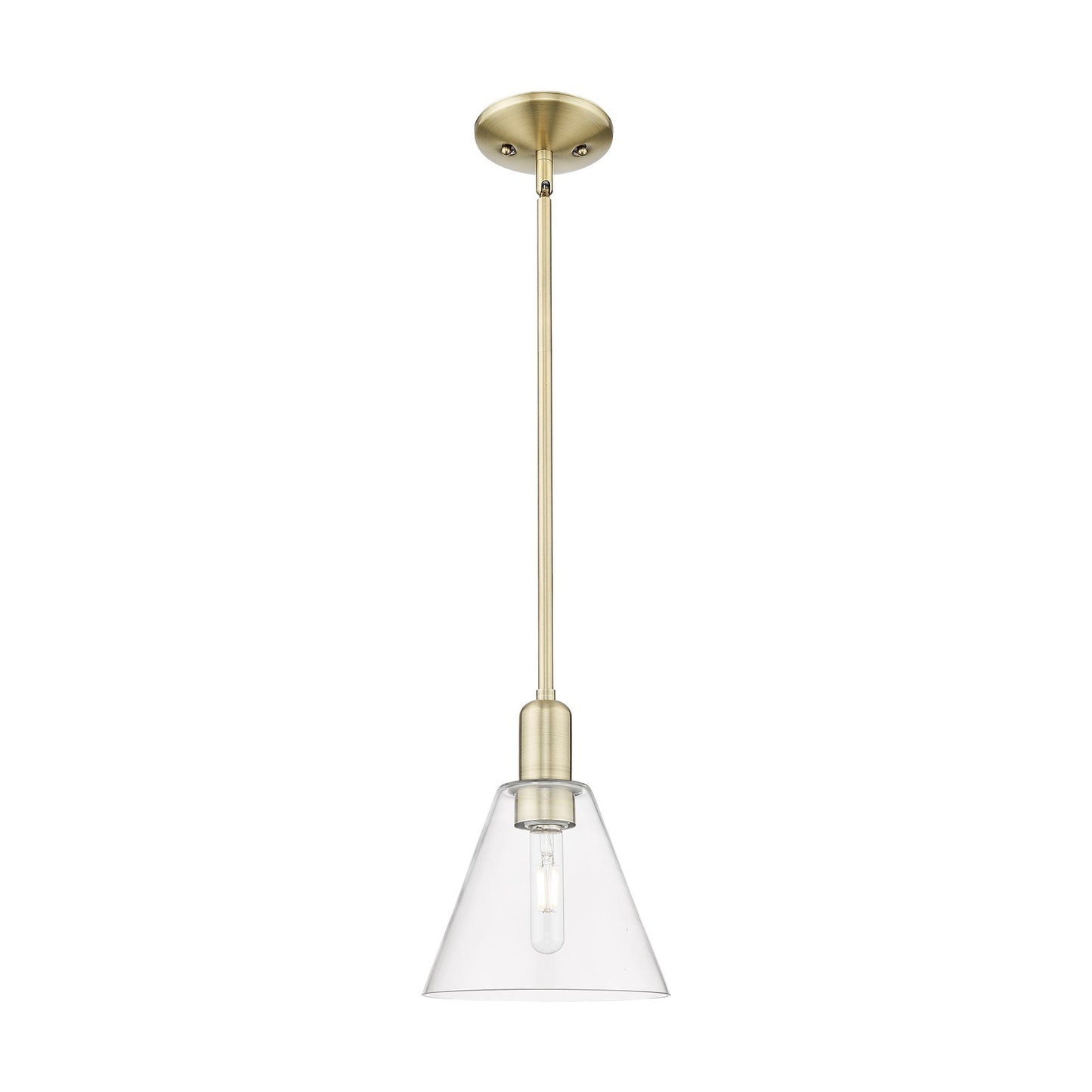 Innovations Berkshire Glass 8in 1-Light Mini Pendant | Industrial Antique Brass Steel and Clear Glass | Kitchen Island & Dining | Model 716-1S-AB-GBC-82