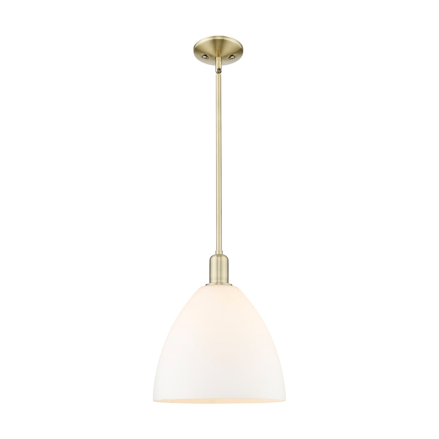 Innovations Bristol 12in 1-Light Mini Pendant | Industrial Antique Brass and Matte White Glass | Kitchen Island & Dining Room | Model 716-1S-AB-GBD-121