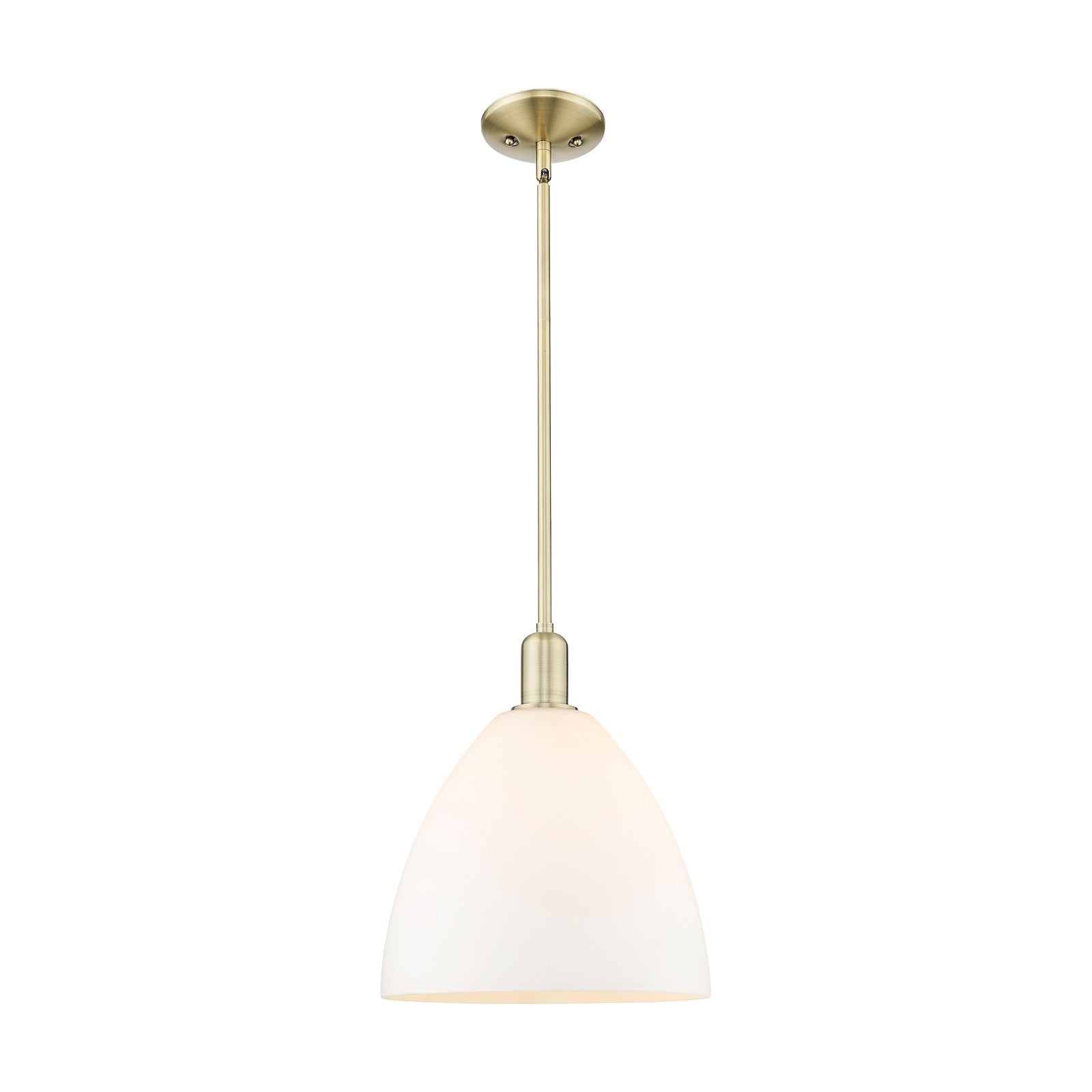 Innovations Bristol 12in 1-Light Mini Pendant | Industrial Antique Brass and Matte White Glass | Kitchen Island & Dining Room | Model 716-1S-AB-GBD-121