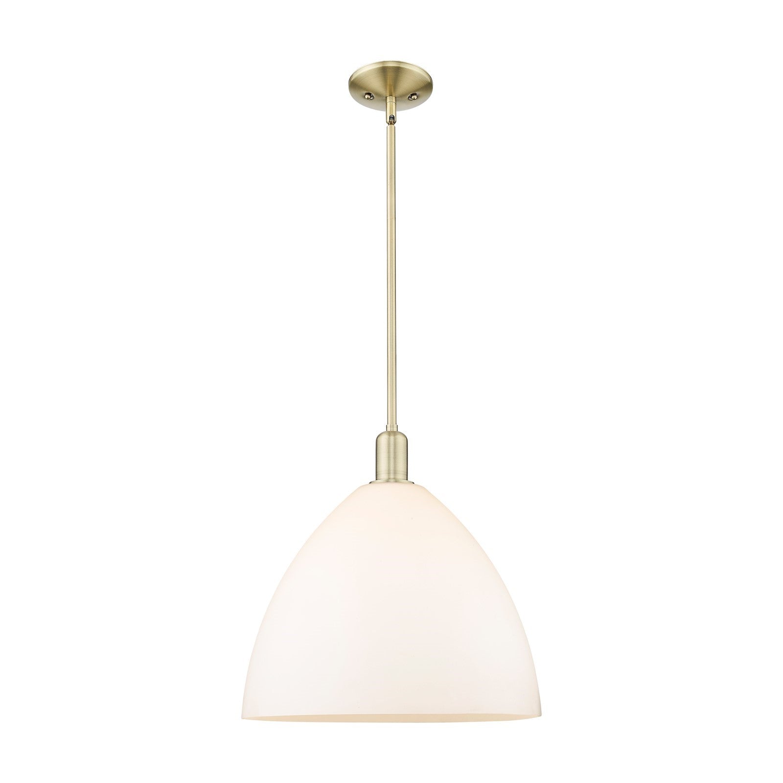Innovations Bristol 16in 1-Light Mini Pendant | Industrial Antique Brass and Matte White Glass | Kitchen Island & Dining Room | Model 716-1S-AB-GBD-161