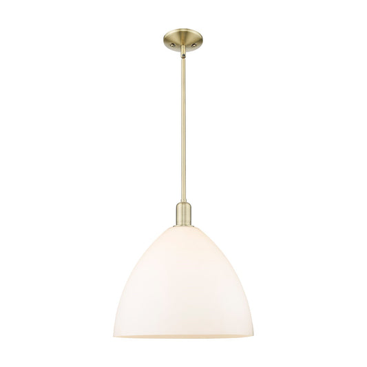 Innovations Bristol 16in 1-Light Mini Pendant | Industrial Antique Brass and Matte White Glass | Kitchen Island & Dining Room | Model 716-1S-AB-GBD-161
