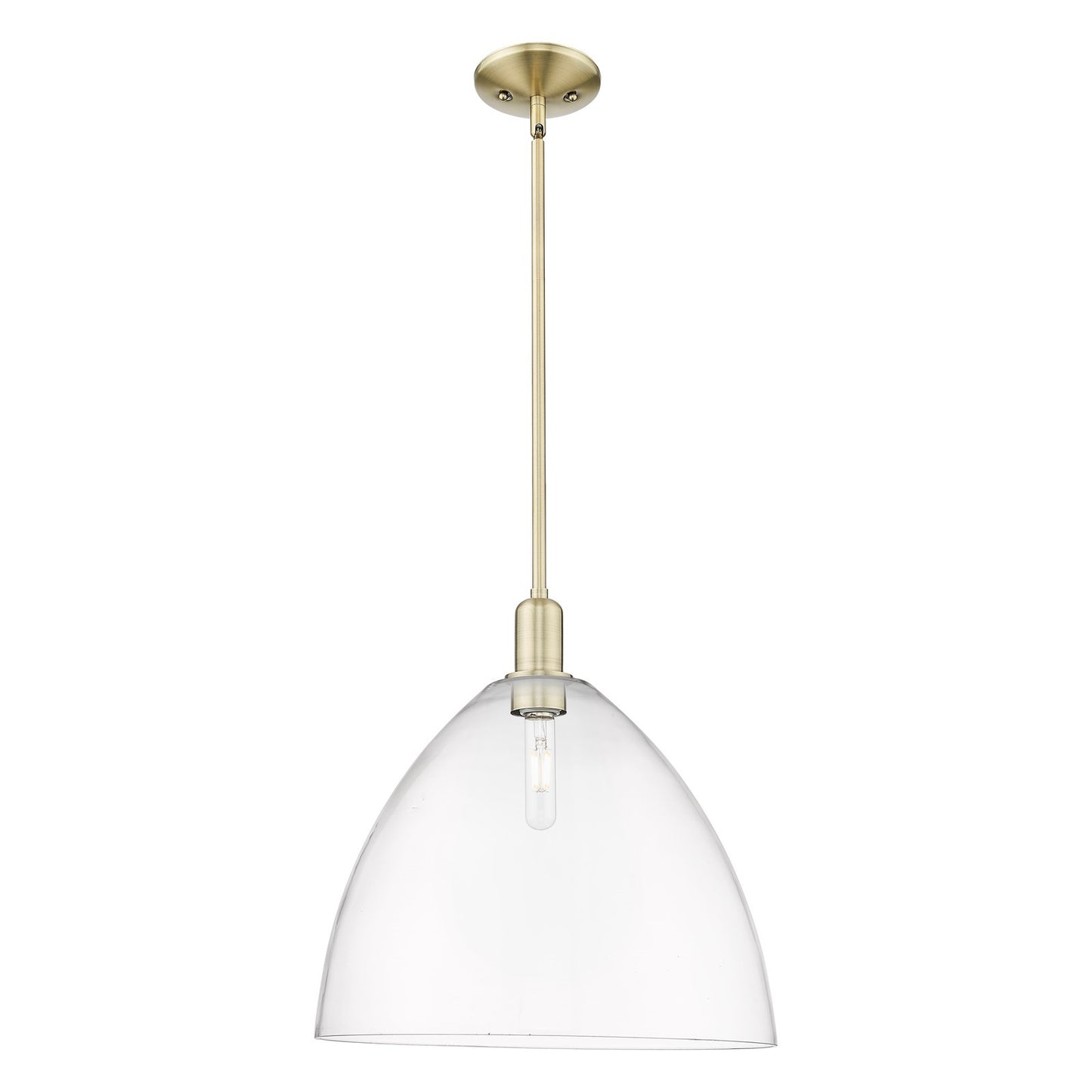 Innovations Bristol 16in 1-Light Mini Pendant | Industrial Antique Brass and Clear Glass | Kitchen Island & Dining Room | 16 x | Model 716-1S-AB-GBD-162