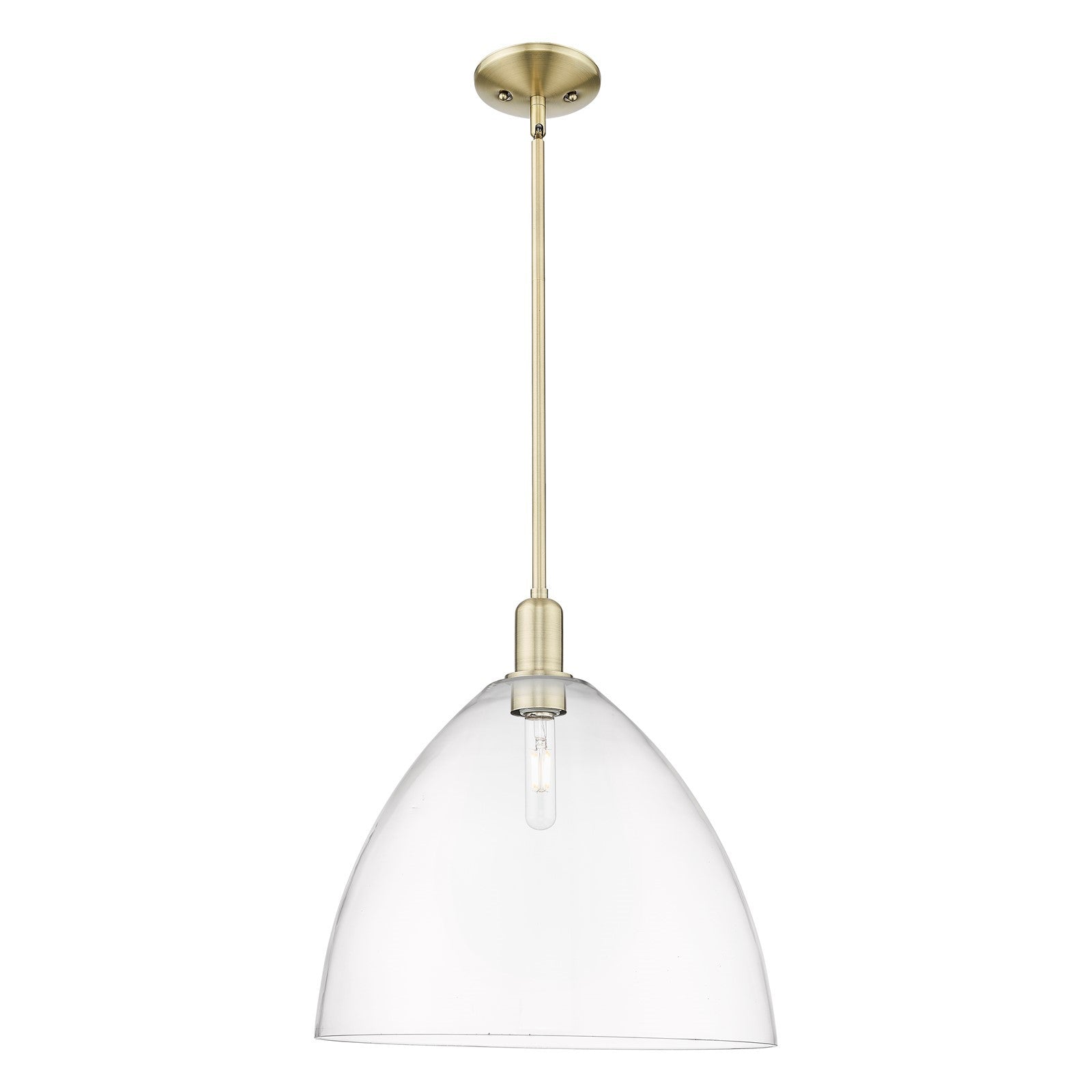 Innovations Bristol 16in 1-Light Mini Pendant | Industrial Antique Brass and Clear Glass | Kitchen Island & Dining Room | 16 x | Model 716-1S-AB-GBD-162
