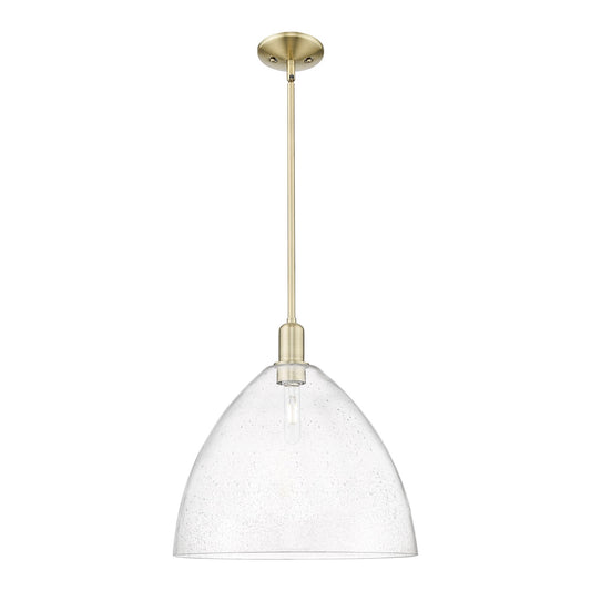 Innovations Bristol 16in 1-Light Mini Pendant | Industrial Antique Brass Steel and Seedy Glass | Kitchen Island & Dining Room | Model 716-1S-AB-GBD-164