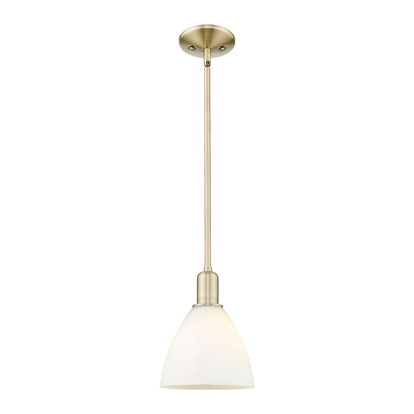 Innovations Bristol 8in 1-Light Mini Pendant | Industrial Antique Brass Steel and Matte White Glass | Kitchen Island & Dining | Model 716-1S-AB-GBD-751