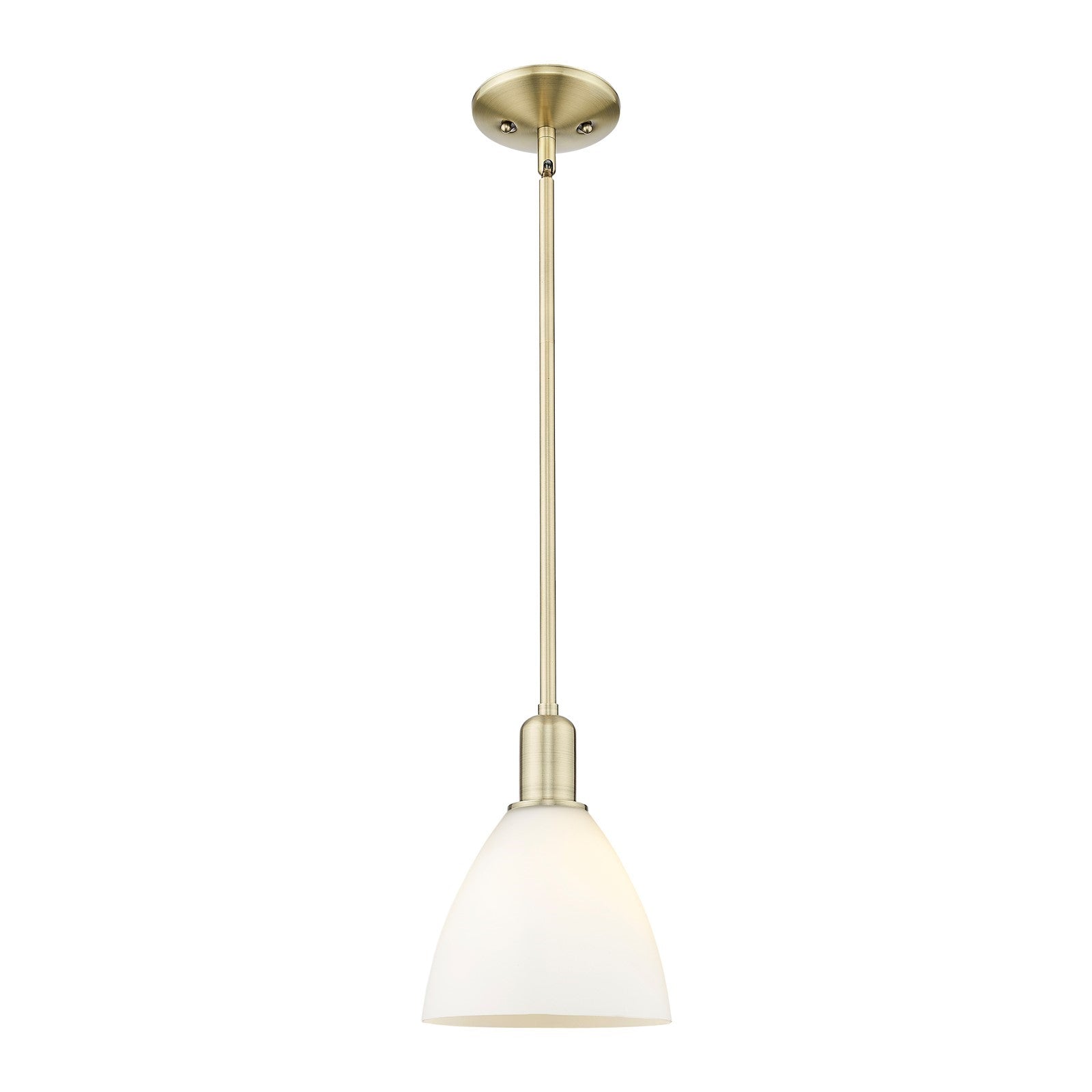 Innovations Bristol 8in 1-Light Mini Pendant | Industrial Antique Brass Steel and Matte White Glass | Kitchen Island & Dining | Model 716-1S-AB-GBD-751