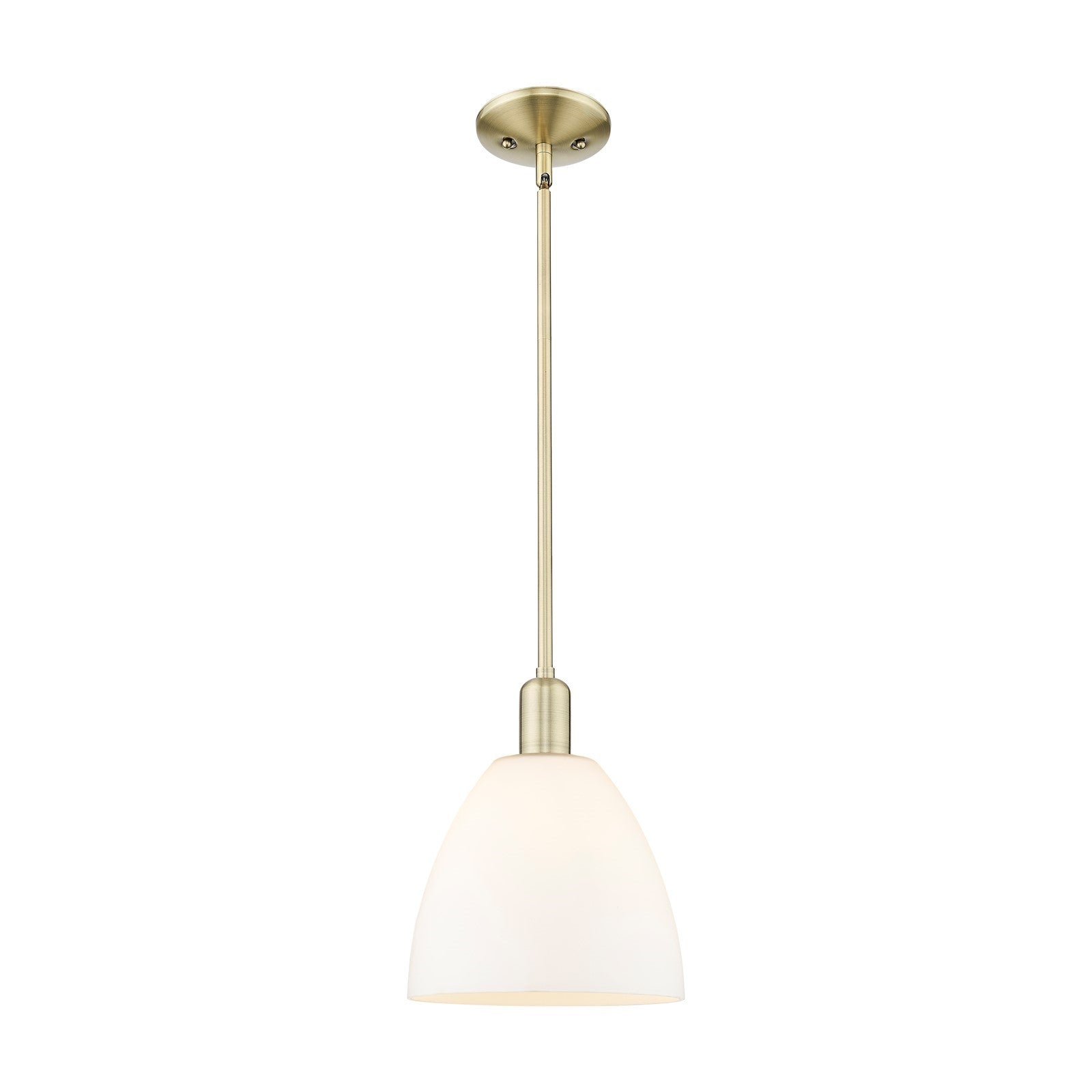 Innovations Bristol 9in 1-Light Mini Pendant | Industrial Antique Brass and Matte White Glass | Kitchen Island & Dining Room | Model 716-1S-AB-GBD-91