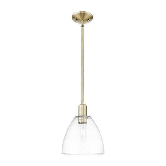 Innovations Bristol 9in 1-Light Mini Pendant | Industrial Antique Brass and Clear Glass | Kitchen Island & Dining Room | 9 x 9 x | Model 716-1S-AB-GBD-92