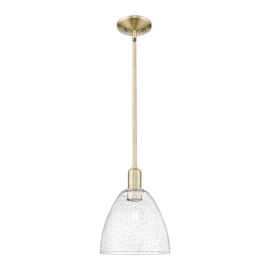 Innovations Bristol 9in 1-Light Mini Pendant | Industrial Antique Brass and Seedy Glass | Kitchen Island & Dining Room | 9 x 9 x | Model 716-1S-AB-GBD-94