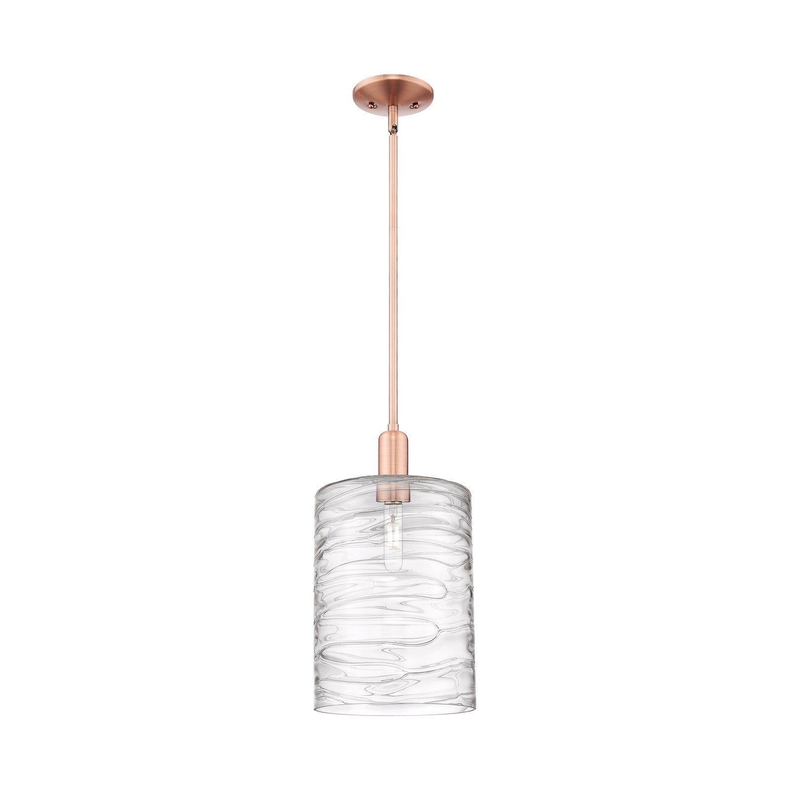 Innovations Cobbleskill 9in 1-Light Mini Pendant | Industrial Antique Copper Steel and Deco Swirl Glass | Kitchen Island | 9 x 9 | Model 716-1S-AC-G1113-L