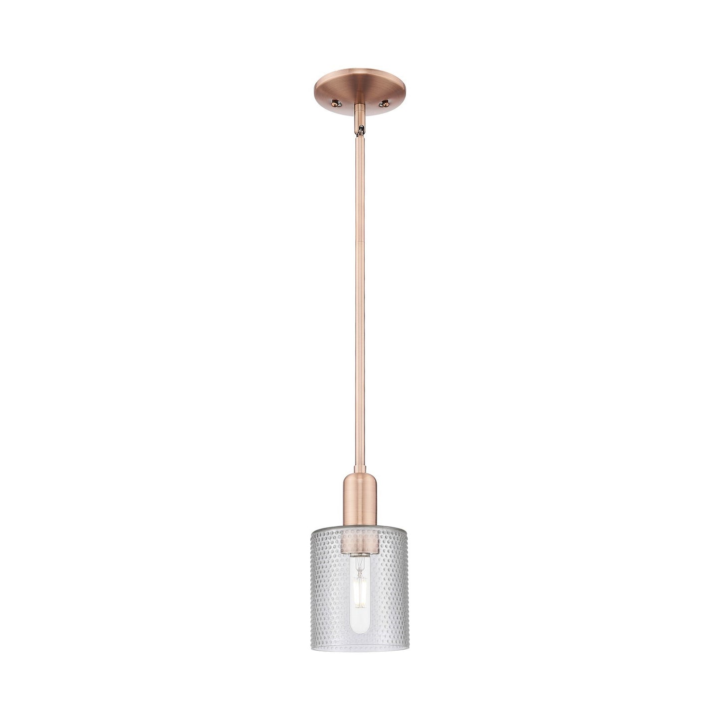 Innovations Cobbleskill 5in 1-Light Mini Pendant | Industrial Antique Copper and Clear Glass | Kitchen Island & Dining Room | 5 x 5 | Model 716-1S-AC-G112