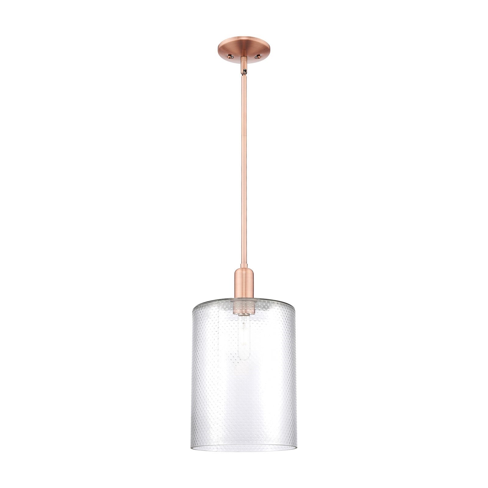 Innovations Cobbleskill 9in 1-Light Mini Pendant | Industrial Antique Copper Steel and Clear Glass | Kitchen Island & Dining Room | Model 716-1S-AC-G112-L
