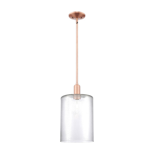 Innovations Cobbleskill 9in 1-Light Mini Pendant | Industrial Antique Copper Steel and Clear Glass | Kitchen Island & Dining Room | Model 716-1S-AC-G112-L