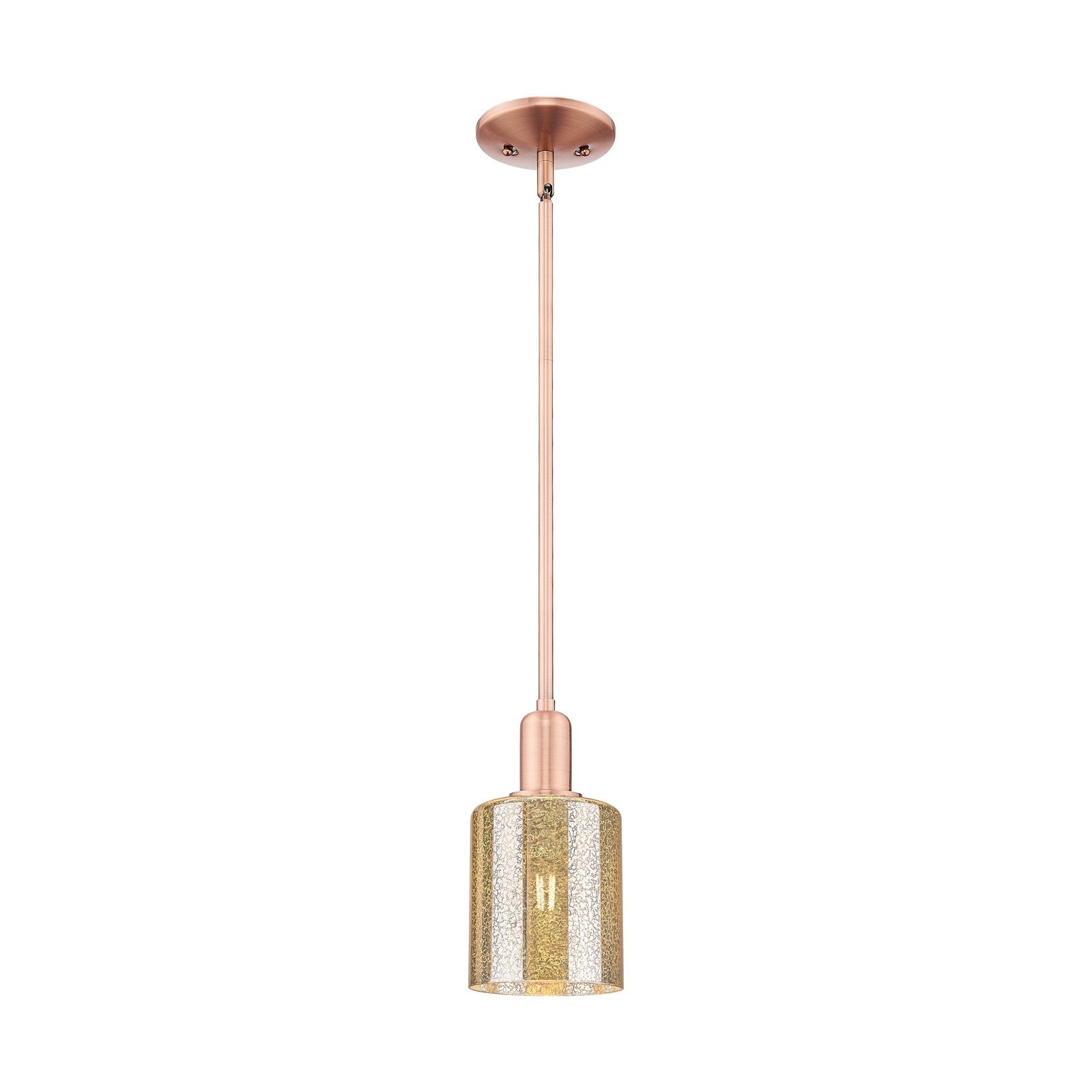 Innovations Cobbleskill 5in 1-Light Mini Pendant | Industrial Antique Copper Steel and Mercury Glass | Kitchen Island & Dining Room | Model 716-1S-AC-G116