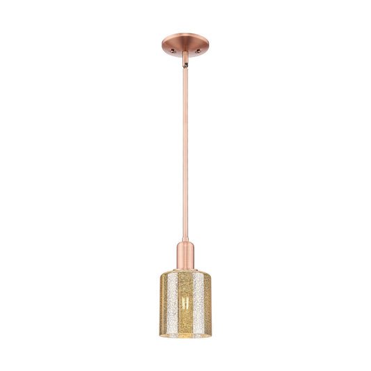 Innovations Cobbleskill 5in 1-Light Mini Pendant | Industrial Antique Copper Steel and Mercury Glass | Kitchen Island & Dining Room | Model 716-1S-AC-G116
