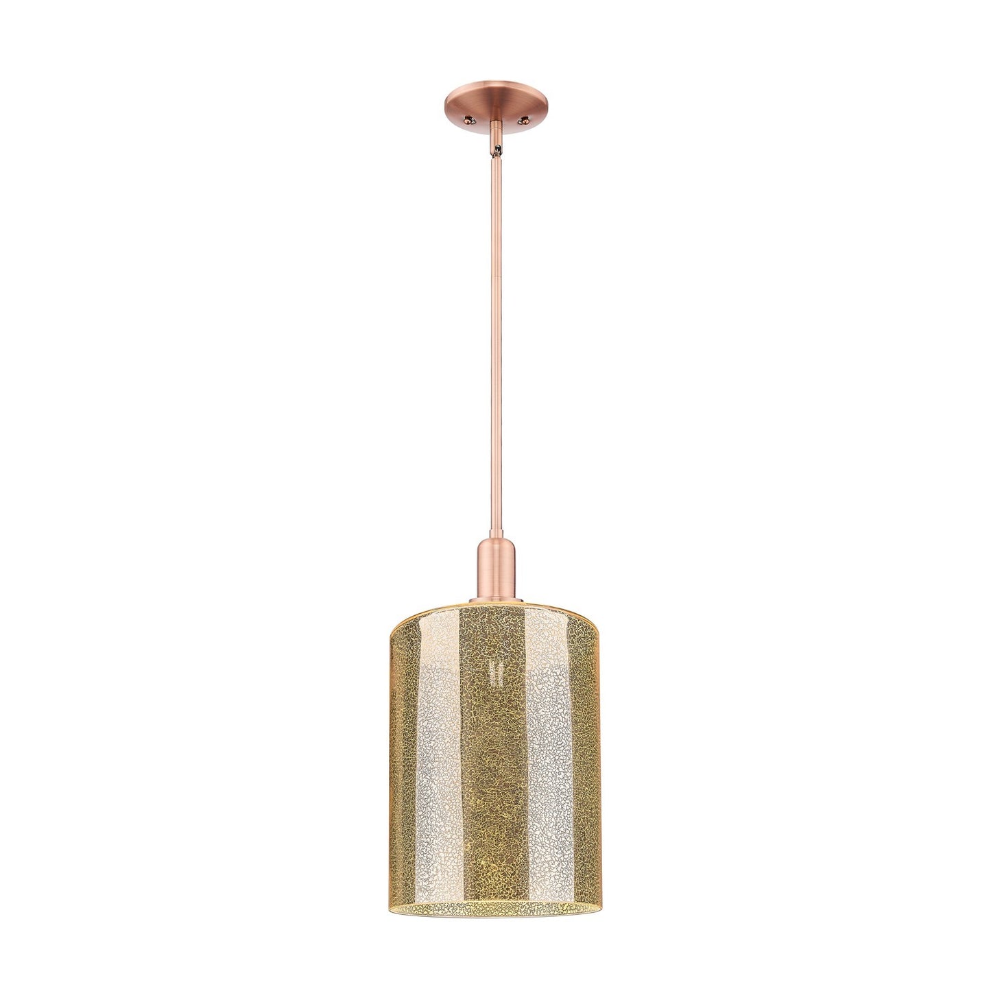 Innovations Cobbleskill 9in 1-Light Mini Pendant | Industrial Antique Copper Steel and Mercury Glass | Kitchen Island & Dining | Model 716-1S-AC-G116-L