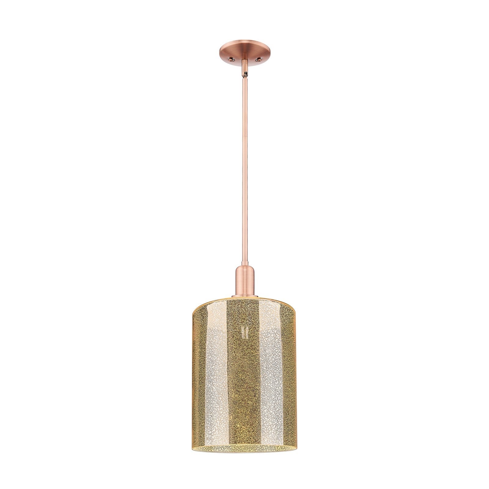 Innovations Cobbleskill 9in 1-Light Mini Pendant | Industrial Antique Copper Steel and Mercury Glass | Kitchen Island & Dining | Model 716-1S-AC-G116-L