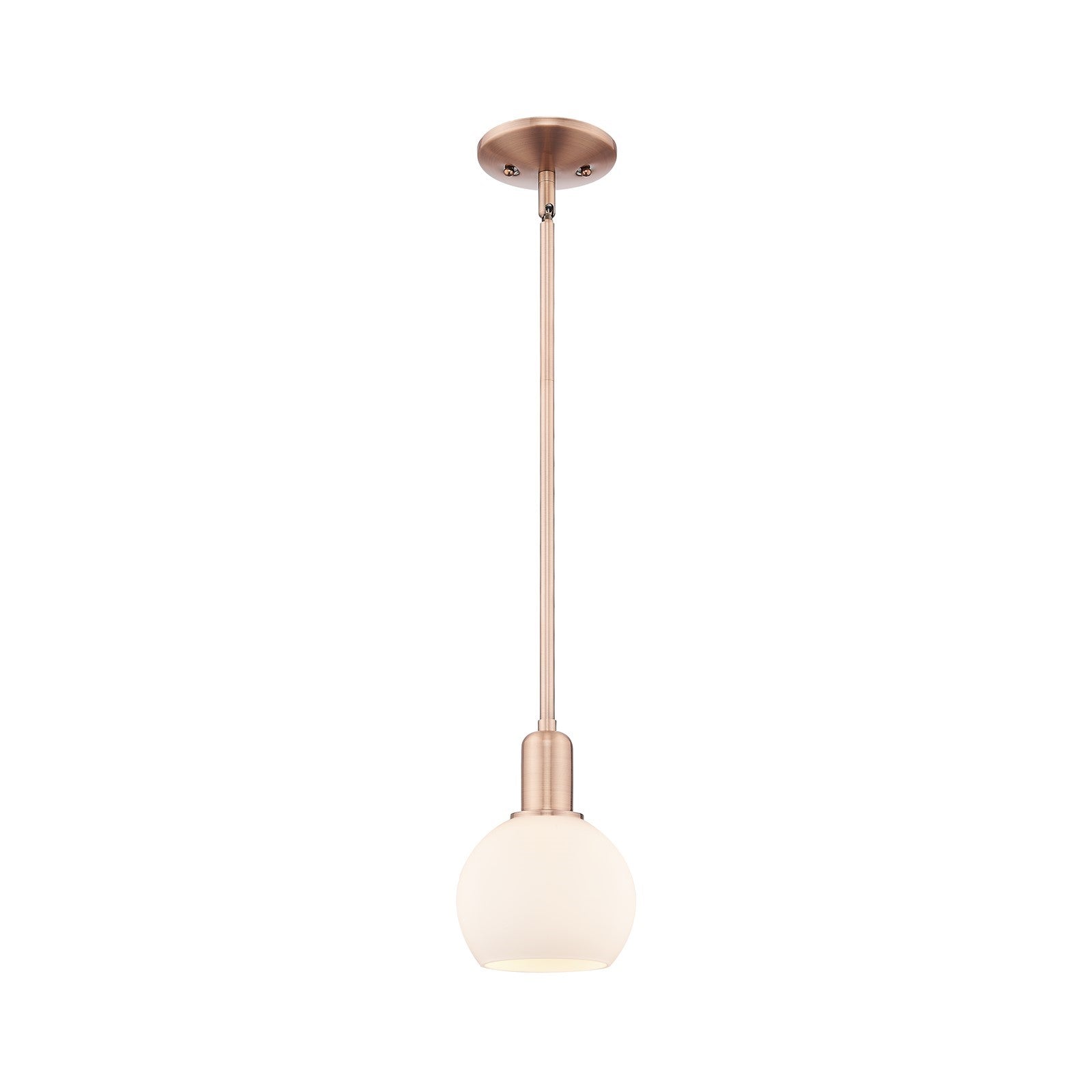 Innovations Athens 6in 1-Light Mini Pendant | Industrial Antique Copper Steel and Matte White Glass | Kitchen Island & Dining | Model 716-1S-AC-G121-6