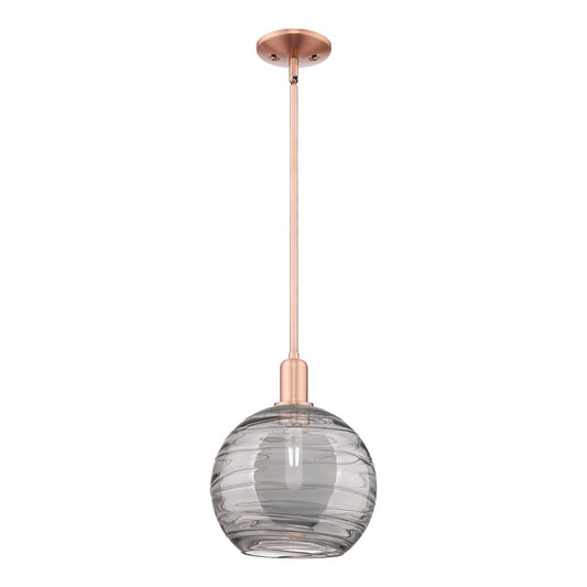 Innovations Athens Deco Swirl 10in 1-Light Mini Pendant | Industrial Antique Copper and Clear Glass | Kitchen Island & Dining | Model 716-1S-AC-G1213-10CL