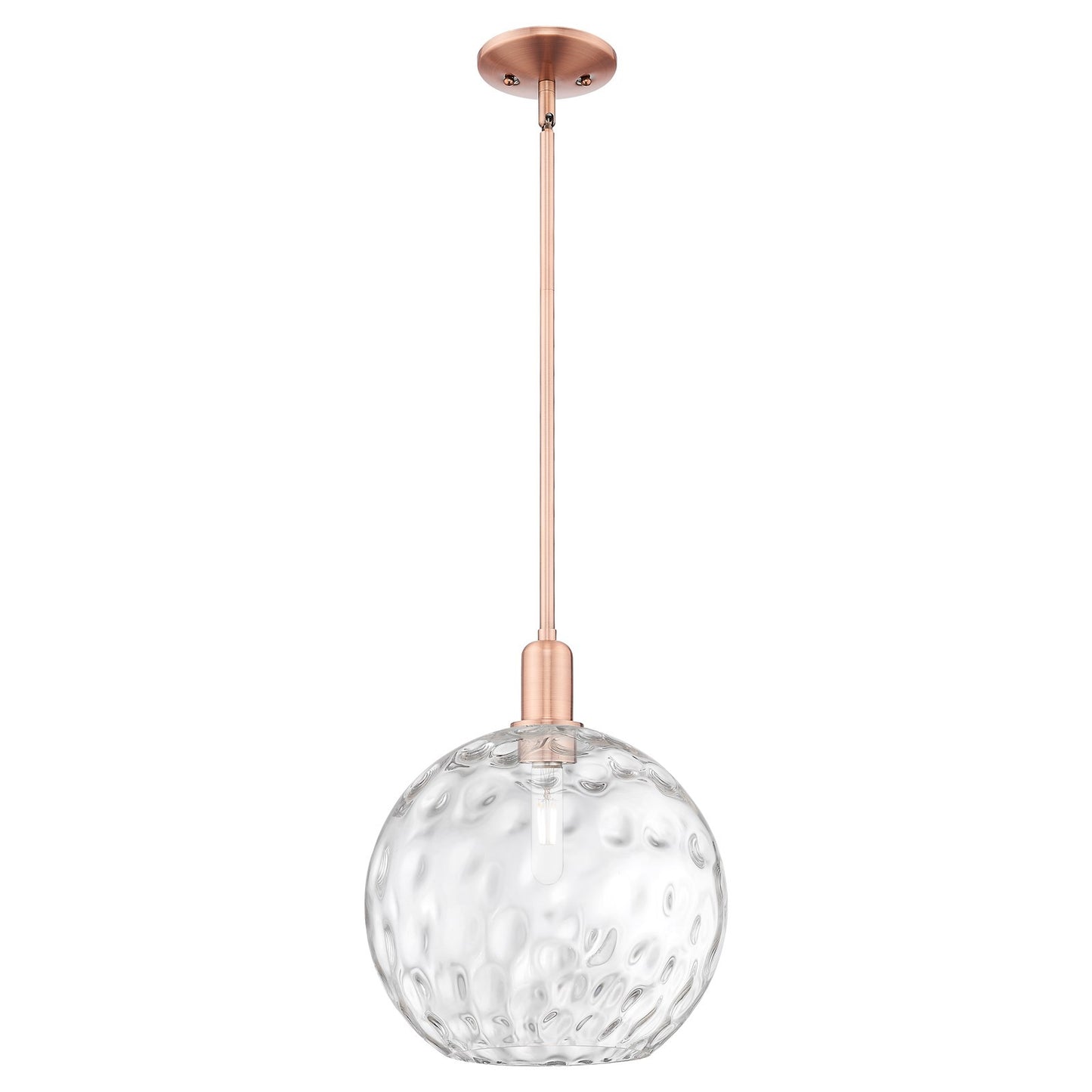 Innovations Athens Water Glass 12in 1-Light Mini Pendant | Industrial Antique Copper and Clear Glass | Kitchen Island & Dining | Model 716-1S-AC-G1215-12