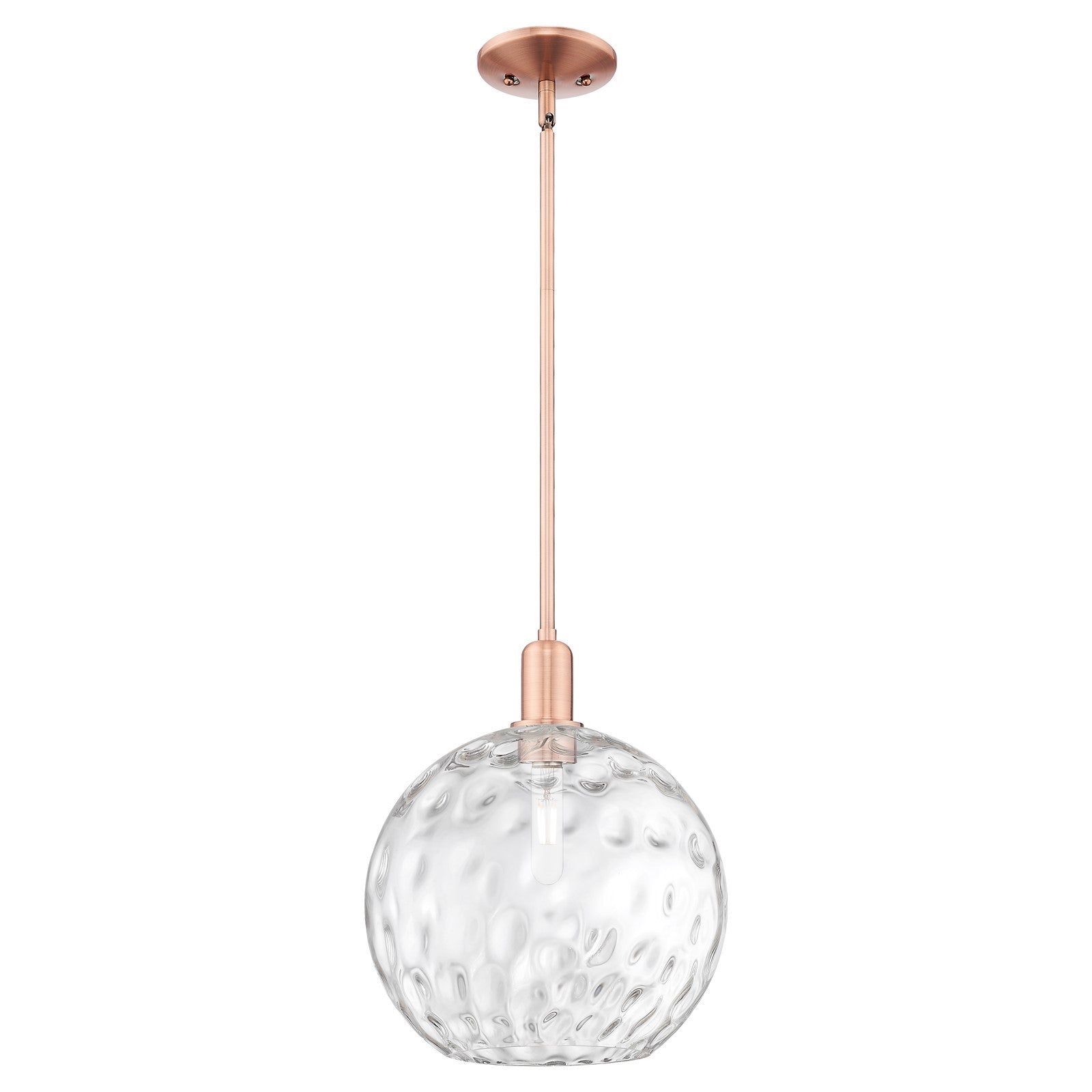 Innovations Athens Water Glass 12in 1-Light Mini Pendant | Industrial Antique Copper and Clear Glass | Kitchen Island & Dining | Model 716-1S-AC-G1215-12