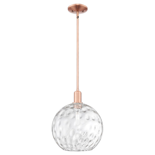 Innovations Athens Water Glass 12in 1-Light Mini Pendant | Industrial Antique Copper and Clear Glass | Kitchen Island & Dining | Model 716-1S-AC-G1215-12