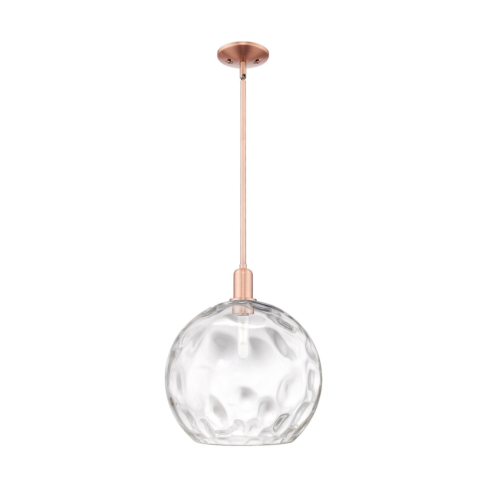 Innovations Athens Water Glass 13in 1-Light Mini Pendant | Industrial Antique Copper and Clear Glass | Kitchen Island & Dining | Model 716-1S-AC-G1215-14