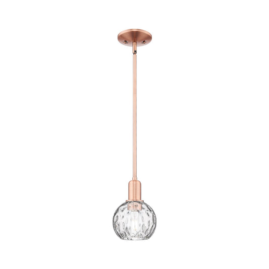 Innovations Athens Water Glass 6in 1-Light Mini Pendant | Industrial Antique Copper Steel and Clear Water Glass | Kitchen Island | Model 716-1S-AC-G1215-6