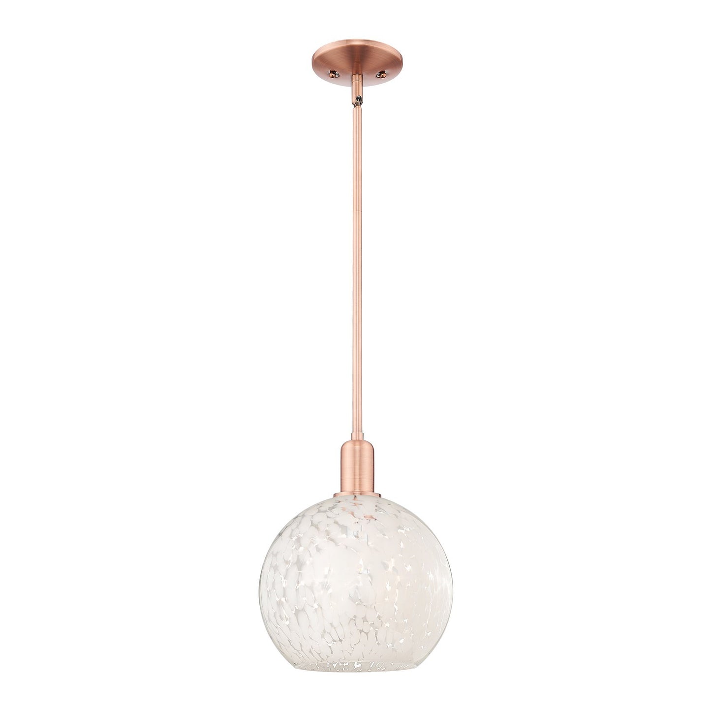 Innovations Lighting Arcadia 10in 1-Light Mini Pendant | Industrial Antique Copper and White Mouchette Glass | Kitchen Island | Model 716-1S-AC-G1216-10WM