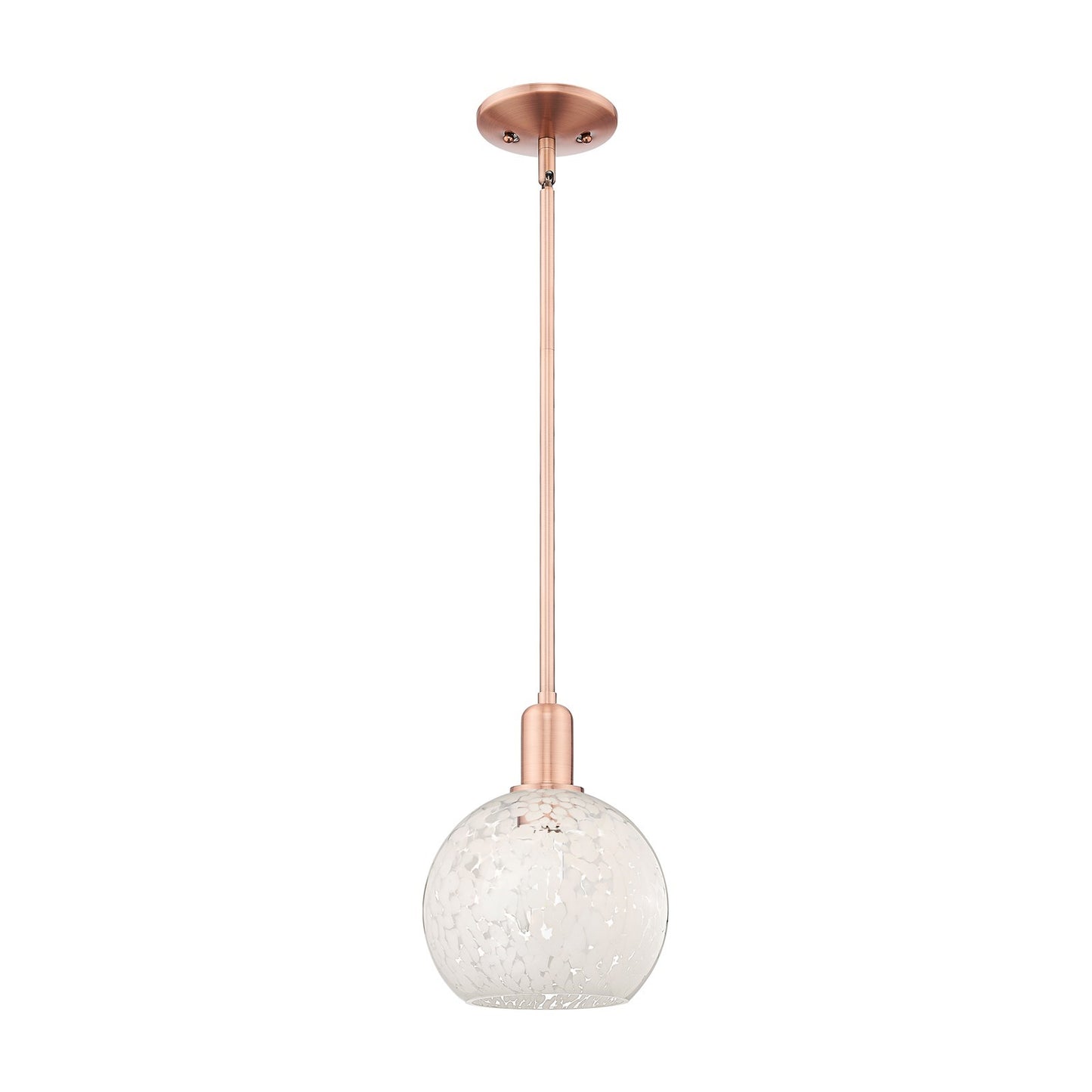 Innovations Lighting Arcadia 8in 1-Light Mini Pendant | Industrial Antique Copper Steel and White Mouchette Glass | Kitchen | Model 716-1S-AC-G1216-8WM