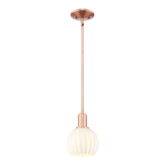 Innovations Lighting Arcadia 6in 1-Light Mini Pendant | Industrial Antique Copper and White Venetian Glass | Kitchen Island & | Model 716-1S-AC-G1217-6WV