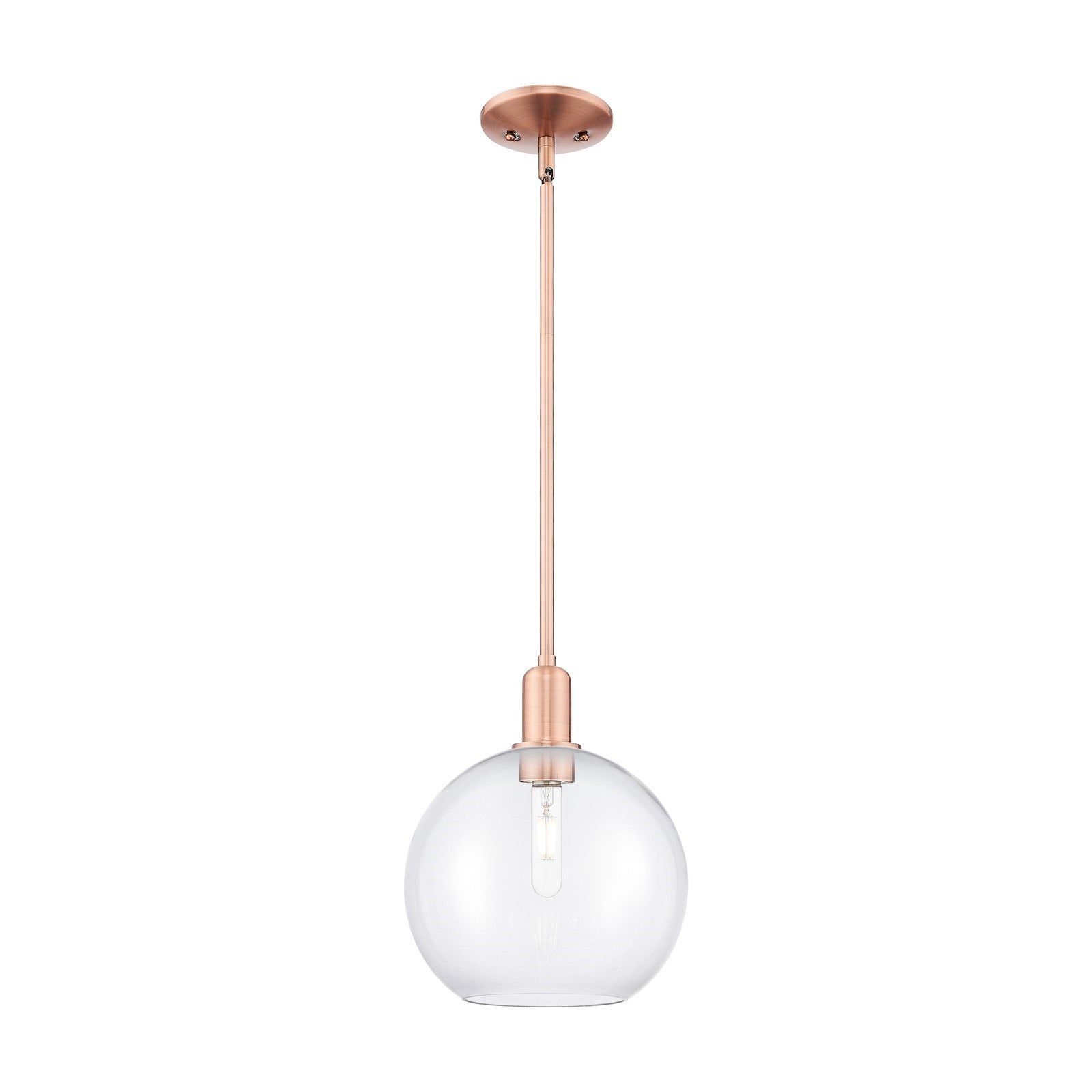 Innovations Athens 10in 1-Light Mini Pendant | Industrial Antique Copper Steel and Clear Glass | Kitchen Island & Dining Room | Model 716-1S-AC-G122-10