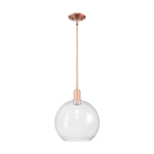 Innovations Athens 12in 1-Light Mini Pendant | Industrial Antique Copper Steel and Clear Glass | Kitchen Island & Dining Room | Model 716-1S-AC-G122-12