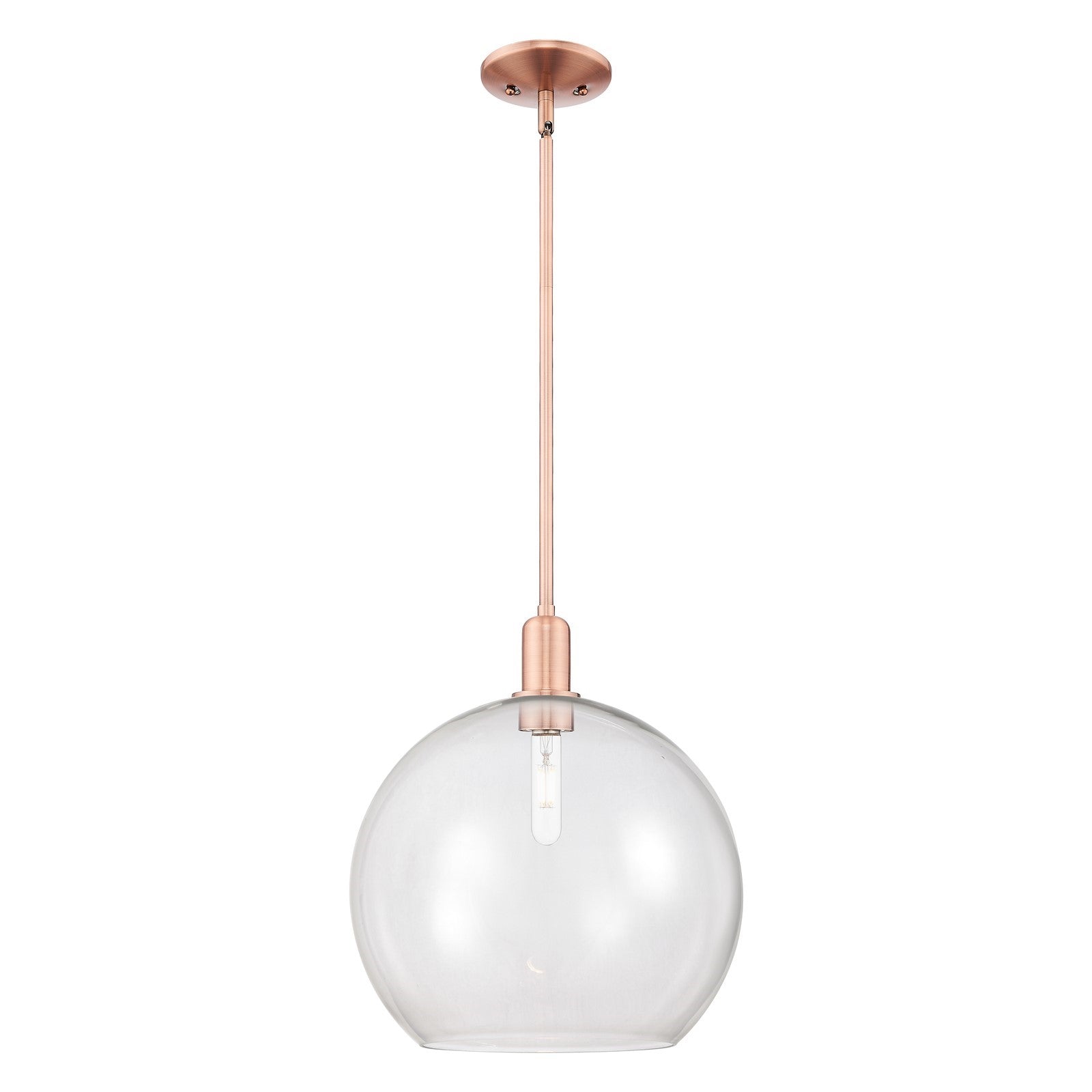 Innovations Athens 14in 1-Light Mini Pendant | Industrial Antique Copper Steel and Clear Glass | Kitchen Island & Dining Room | Model 716-1S-AC-G122-14