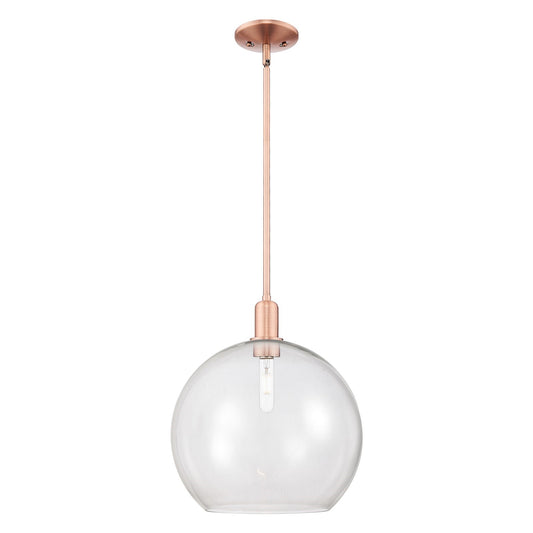 Innovations Athens 14in 1-Light Mini Pendant | Industrial Antique Copper Steel and Clear Glass | Kitchen Island & Dining Room | Model 716-1S-AC-G122-14
