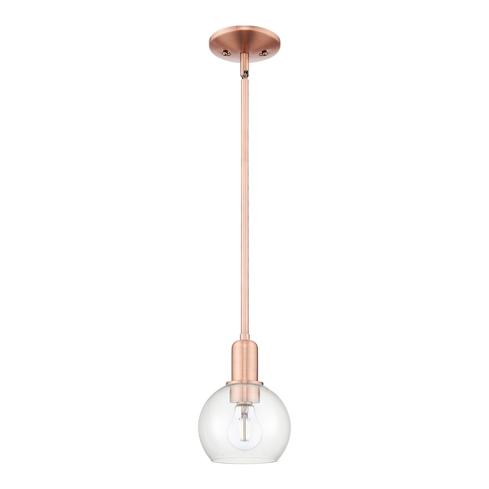 Innovations Athens 6in 1-Light Mini Pendant | Industrial Antique Copper Steel and Clear Glass | Kitchen Island & Dining Room | Model 716-1S-AC-G122-6