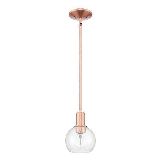 Innovations Athens 6in 1-Light Mini Pendant | Industrial Antique Copper Steel and Clear Glass | Kitchen Island & Dining Room | Model 716-1S-AC-G122-6