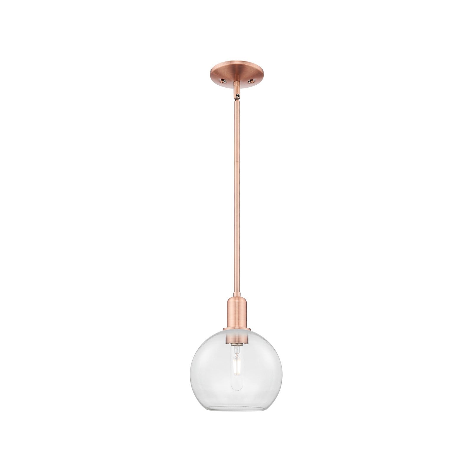 Innovations Athens 8in 1-Light Mini Pendant | Industrial Antique Copper Steel and Clear Glass | Kitchen Island & Dining Room | 8 | Model 716-1S-AC-G122-8