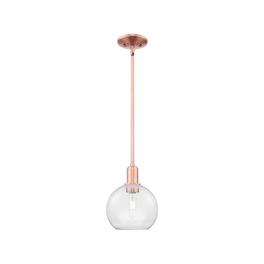 Innovations Athens 8in 1-Light Mini Pendant | Industrial Antique Copper Steel and Clear Glass | Kitchen Island & Dining Room | 8 | Model 716-1S-AC-G122-8