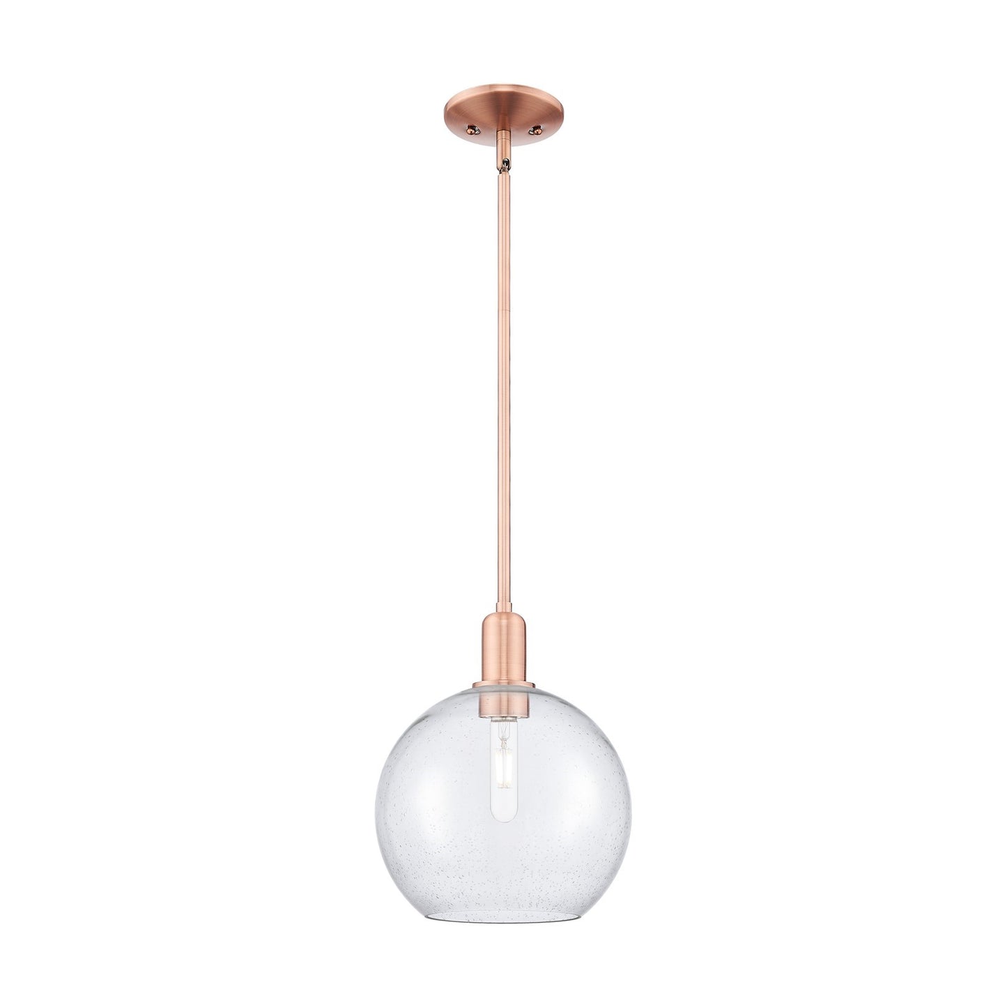 Innovations Athens 10in 1-Light Mini Pendant | Industrial Antique Copper Steel and Seedy Glass | Kitchen Island & Dining Room | Model 716-1S-AC-G124-10