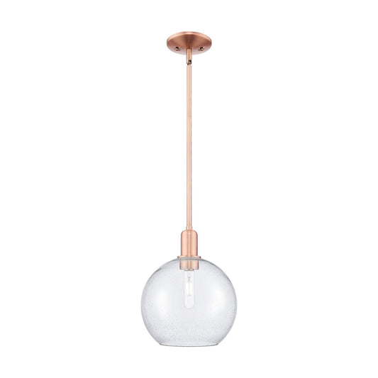 Innovations Athens 10in 1-Light Mini Pendant | Industrial Antique Copper Steel and Seedy Glass | Kitchen Island & Dining Room | Model 716-1S-AC-G124-10