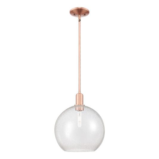 Innovations Athens 12in 1-Light Mini Pendant | Industrial Antique Copper Steel and Seedy Glass | Kitchen Island & Dining Room | Model 716-1S-AC-G124-12