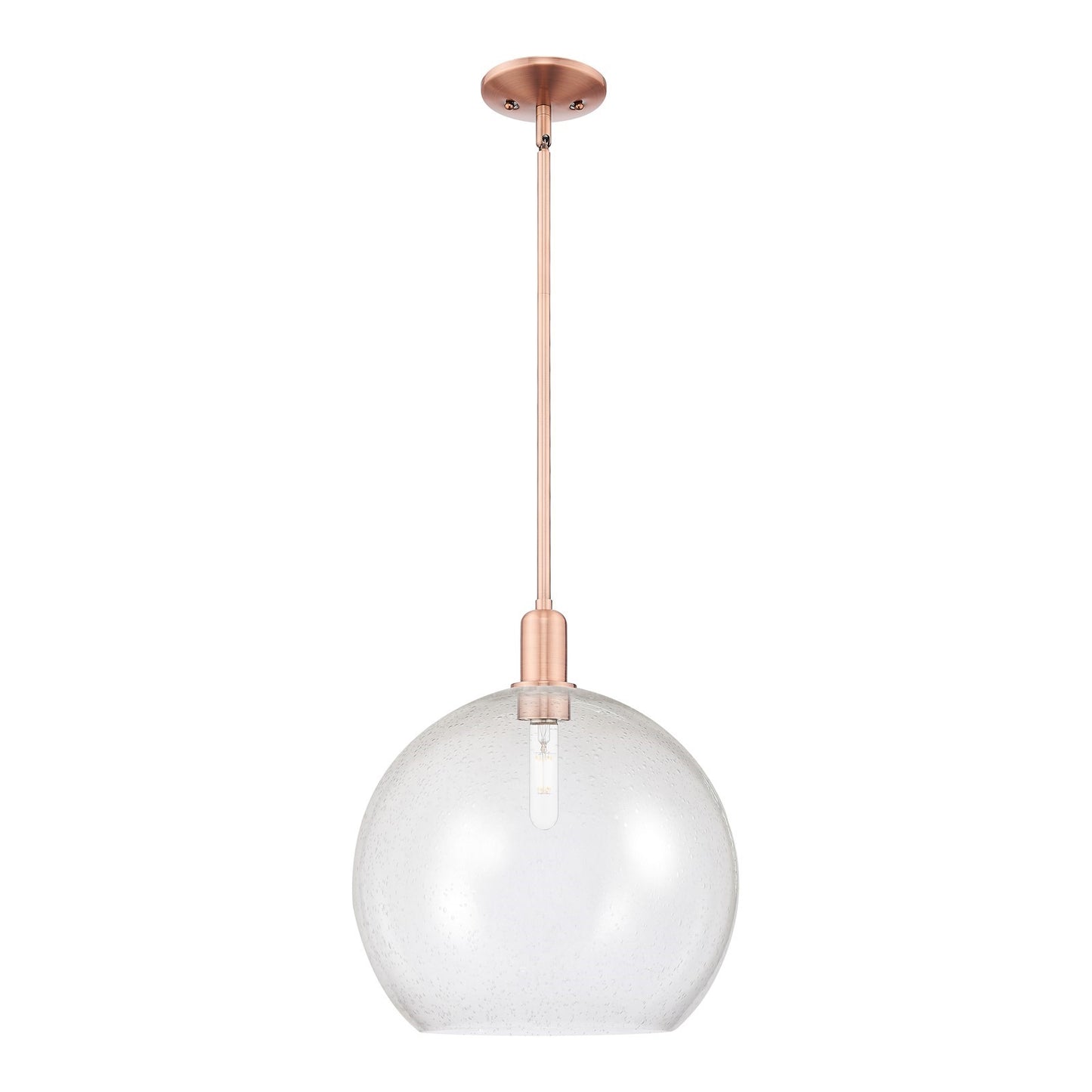 Innovations Athens 14in 1-Light Mini Pendant | Industrial Antique Copper Steel and Seedy Glass | Kitchen Island & Dining Room | Model 716-1S-AC-G124-14