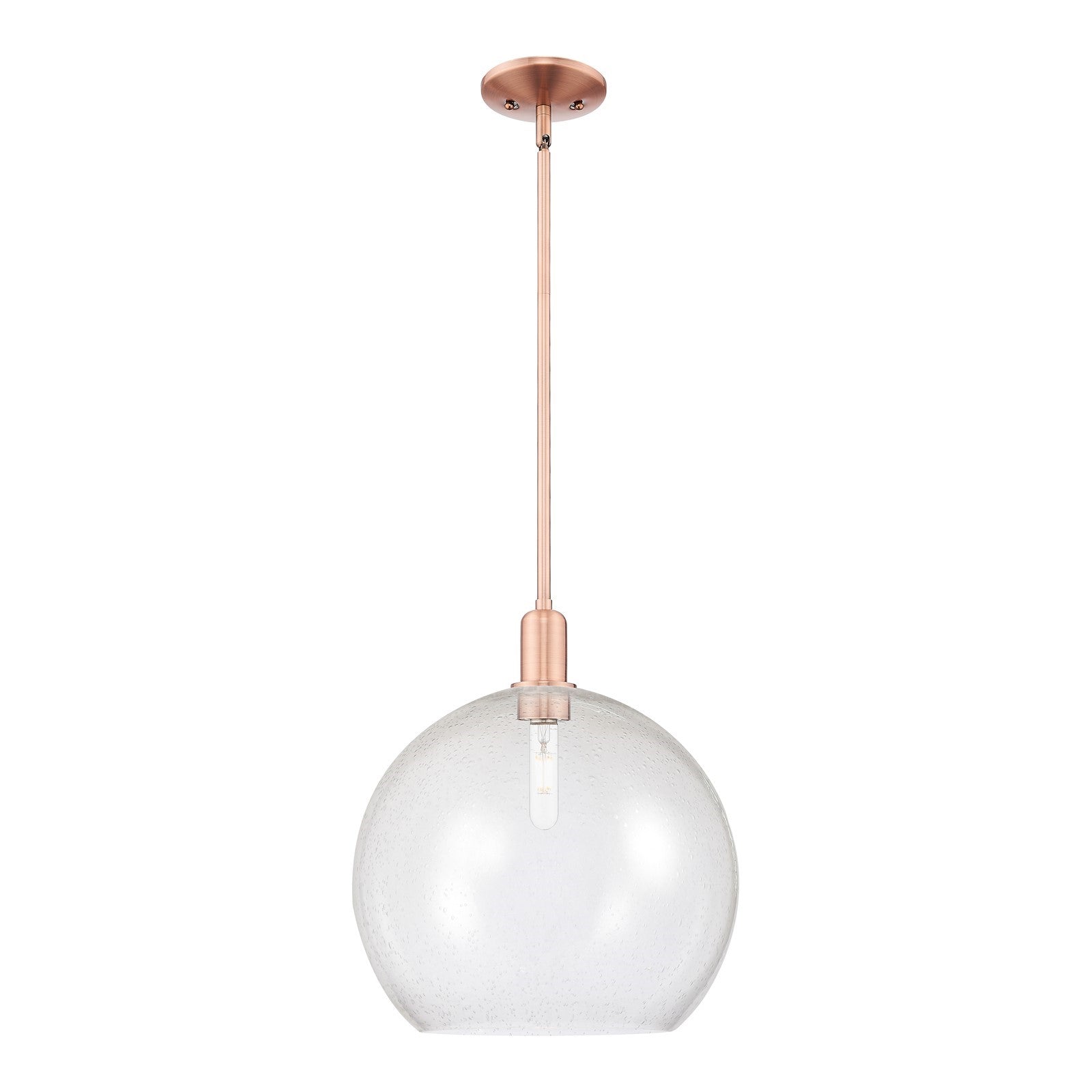 Innovations Athens 14in 1-Light Mini Pendant | Industrial Antique Copper Steel and Seedy Glass | Kitchen Island & Dining Room | Model 716-1S-AC-G124-14