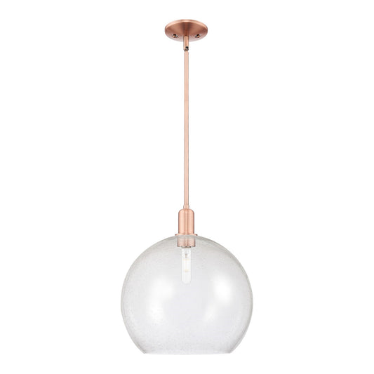 Innovations Athens 14in 1-Light Mini Pendant | Industrial Antique Copper Steel and Seedy Glass | Kitchen Island & Dining Room | Model 716-1S-AC-G124-14