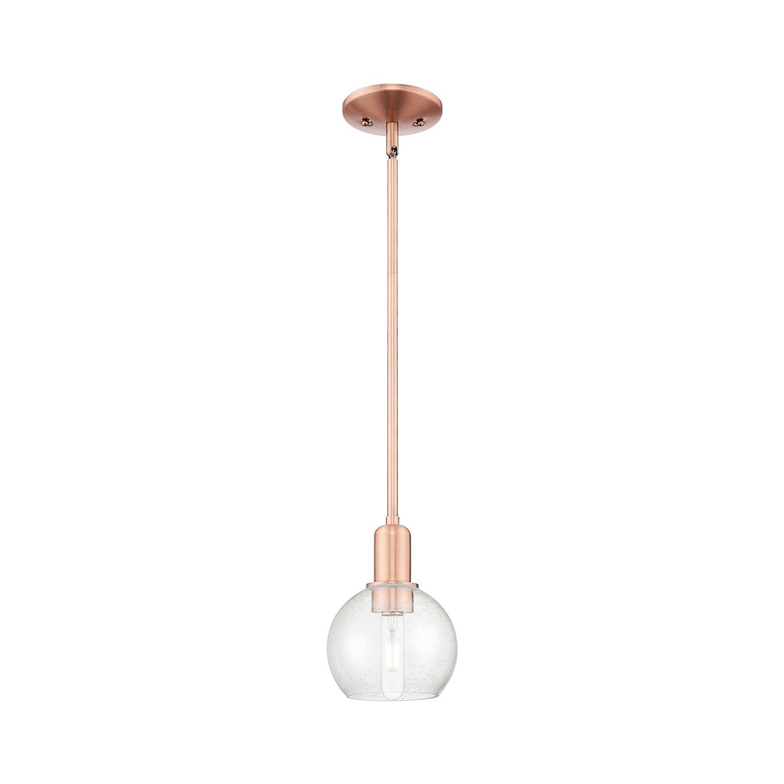 Innovations Athens 6in 1-Light Mini Pendant | Industrial Antique Copper Steel and Seedy Glass | Kitchen Island & Dining Room | Model 716-1S-AC-G124-6