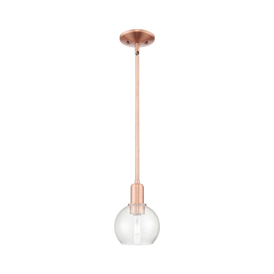 Innovations Athens 6in 1-Light Mini Pendant | Industrial Antique Copper Steel and Seedy Glass | Kitchen Island & Dining Room | Model 716-1S-AC-G124-6