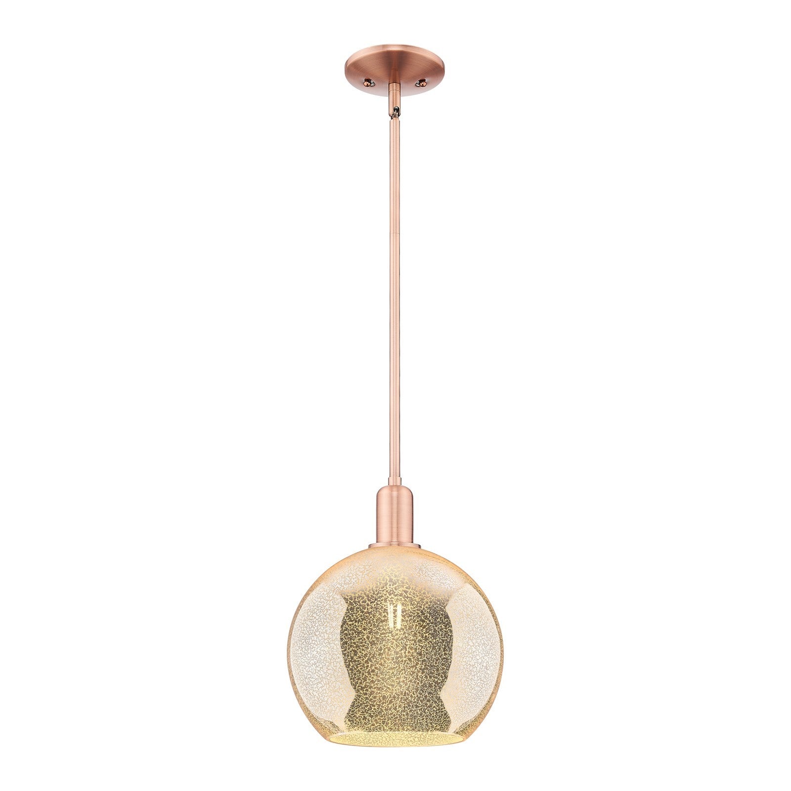 Innovations Athens 10in 1-Light Mini Pendant | Industrial Antique Copper Steel and Mercury Glass | Kitchen Island & Dining Room | Model 716-1S-AC-G128-10